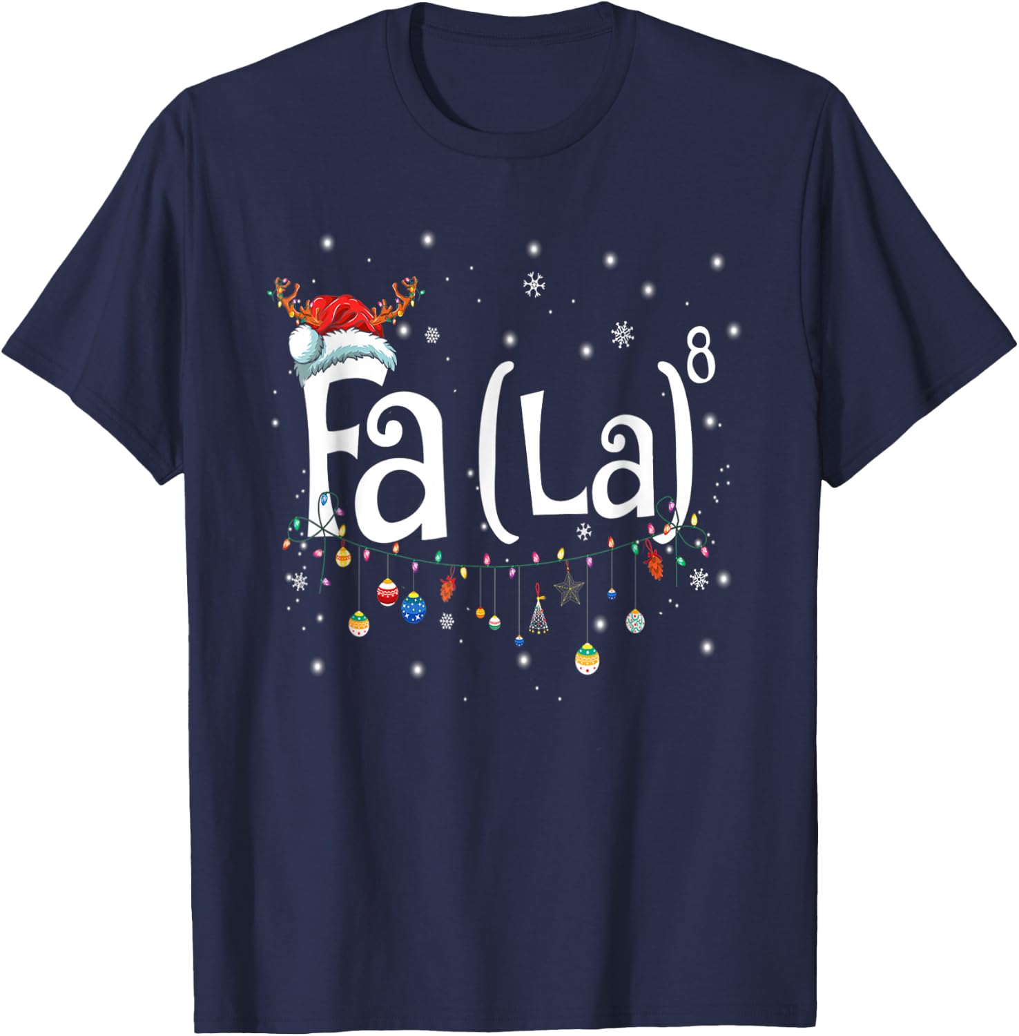 Fa (La)8 Funny Christmas Santa Fa La Math Gift T-Shirt - T-Shirt | Navy
