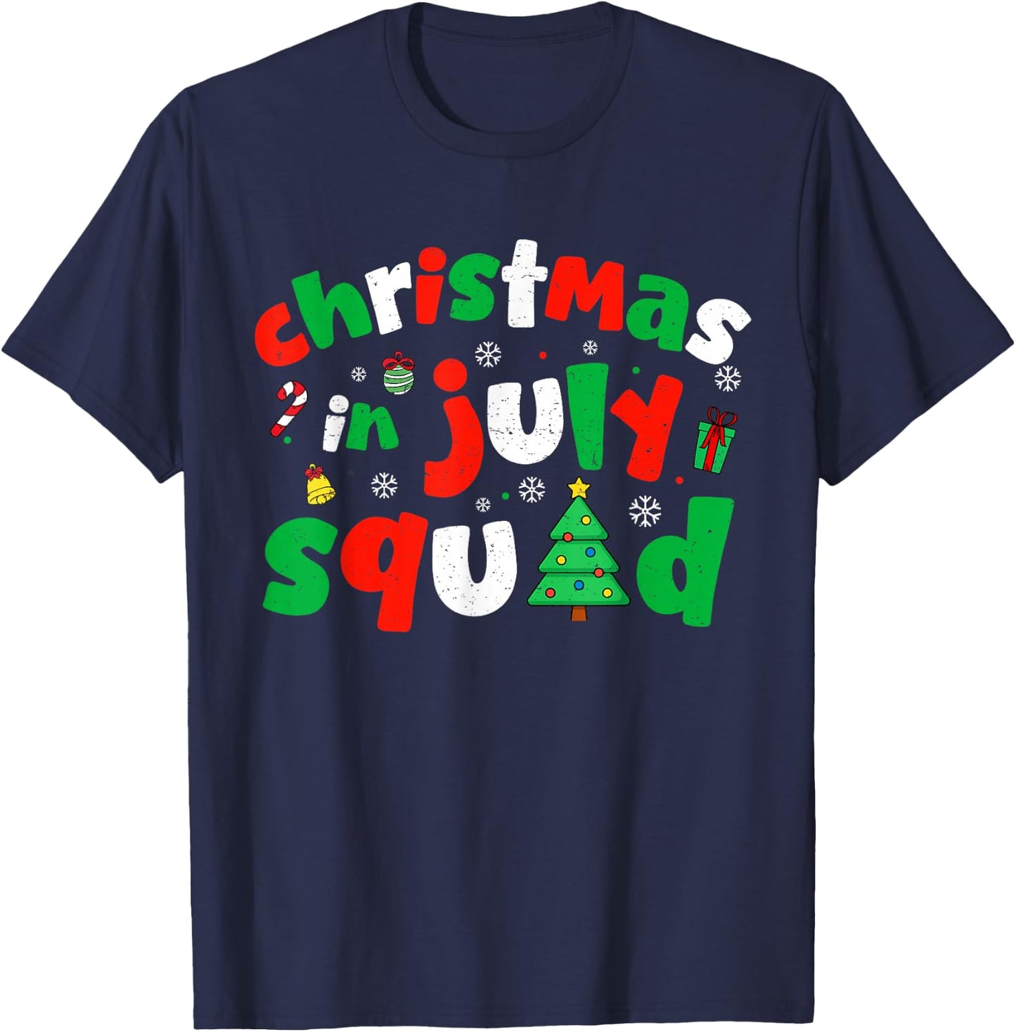 Funny Summer Christmas in July Squad Xmas Men Women Kids T-Shirt - T-Shirt | Navy