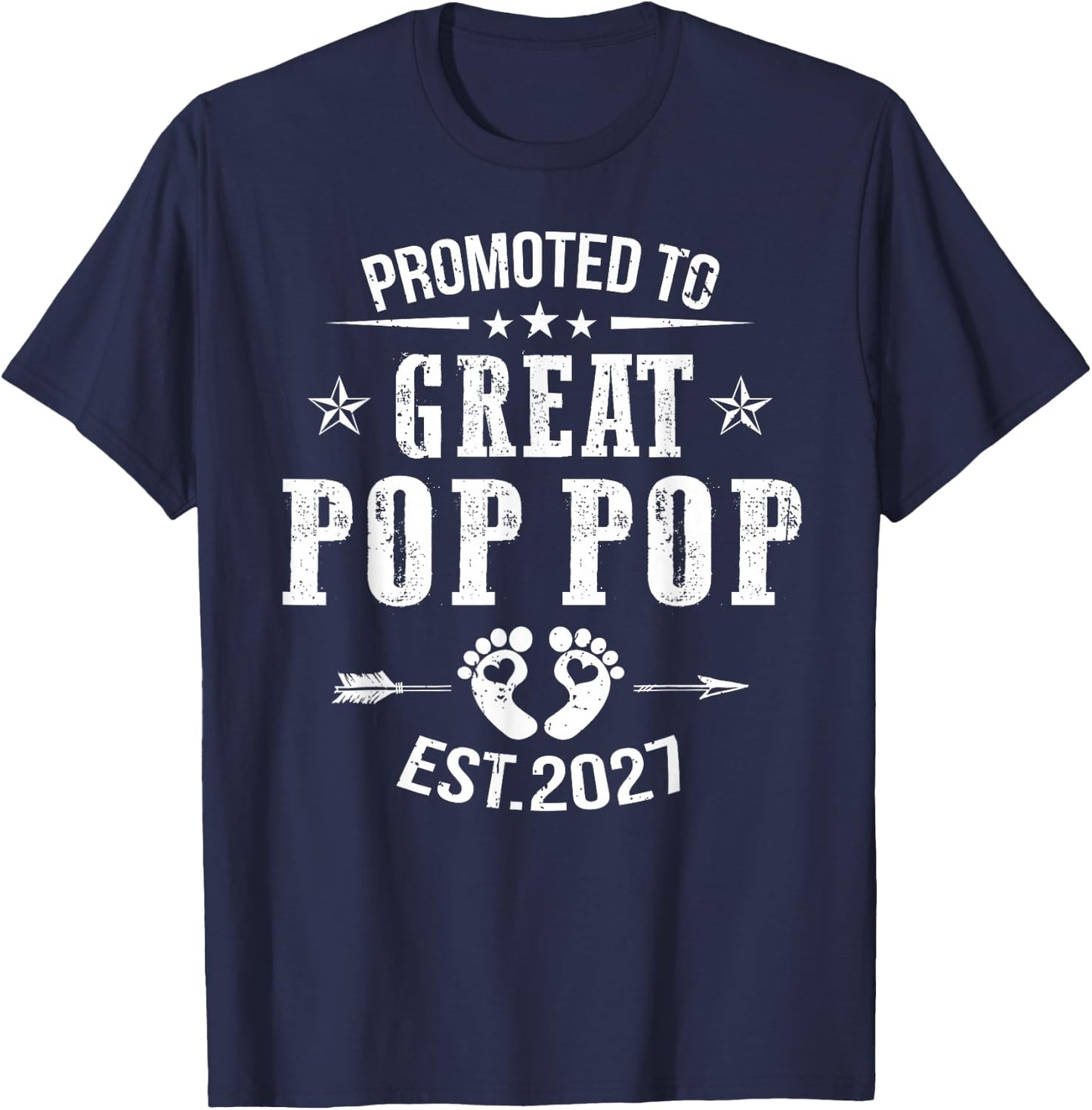 Promoted to Great Pop pop Est 2026 Soon to Be Dad T-Shirt - T-Shirt | Navy