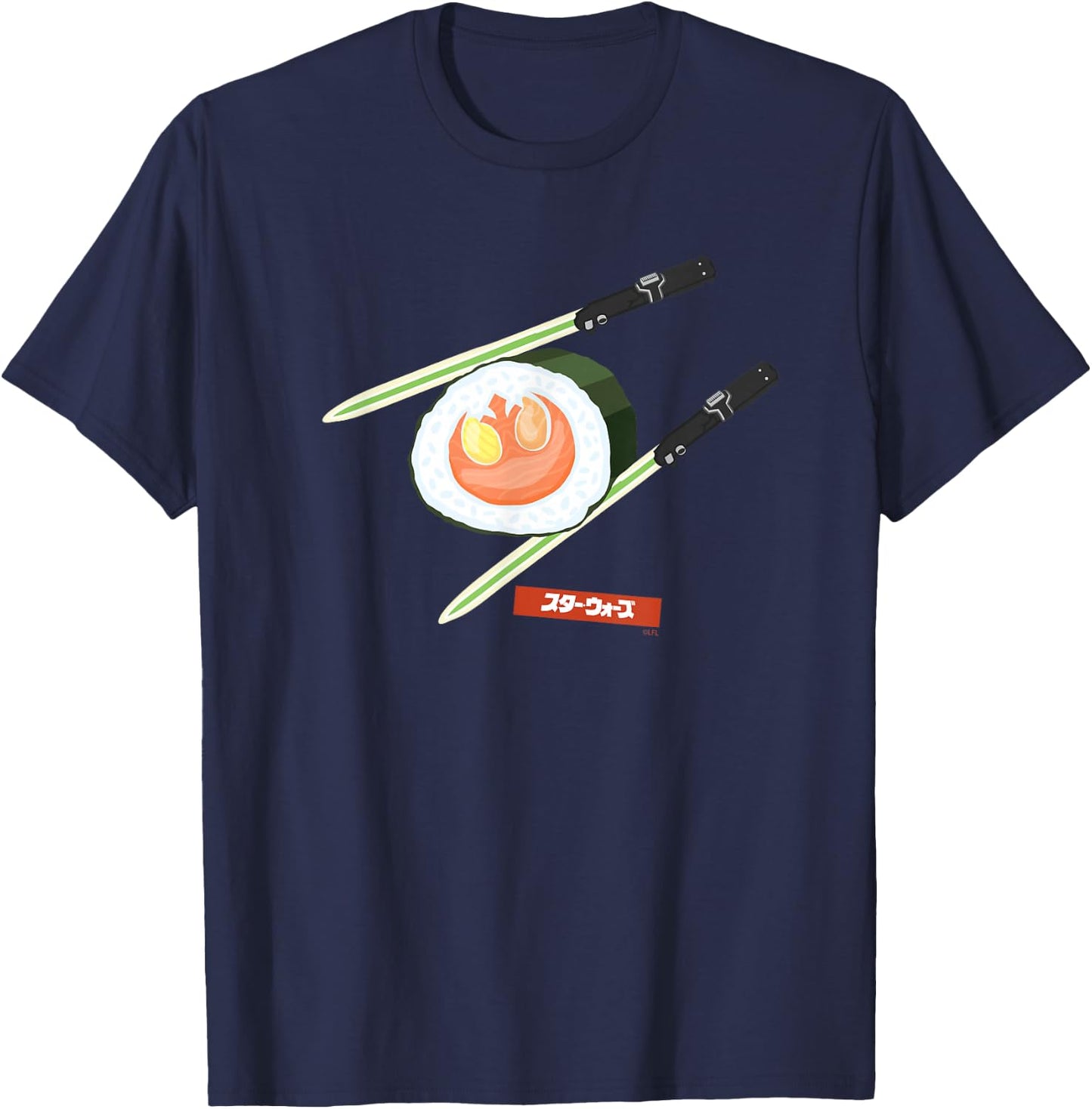 Star Wars Treats Rebel Symbol Sushi & Lightsaber Chopsticks T-Shirt - T-Shirt | Navy