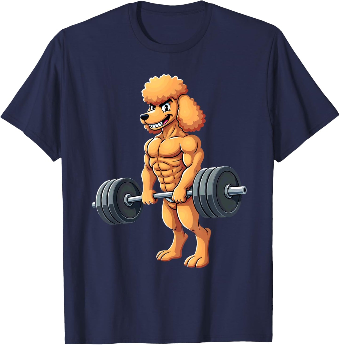 Workout Gym Poodle Dog Deadlift Weightlifting T-Shirt - T-Shirt | Navy