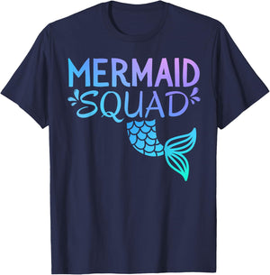 Mermaid Squad Birthday Kids Girl Women Matching Family Party T-Shirt - T-Shirt | Navy