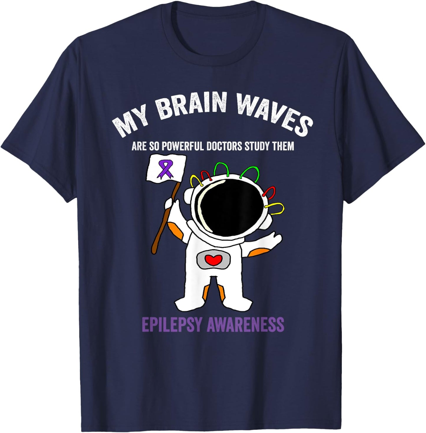 Epilepsy awareness purple ribbon - Space-themed Epilepsy T-Shirt - T-Shirt | Navy