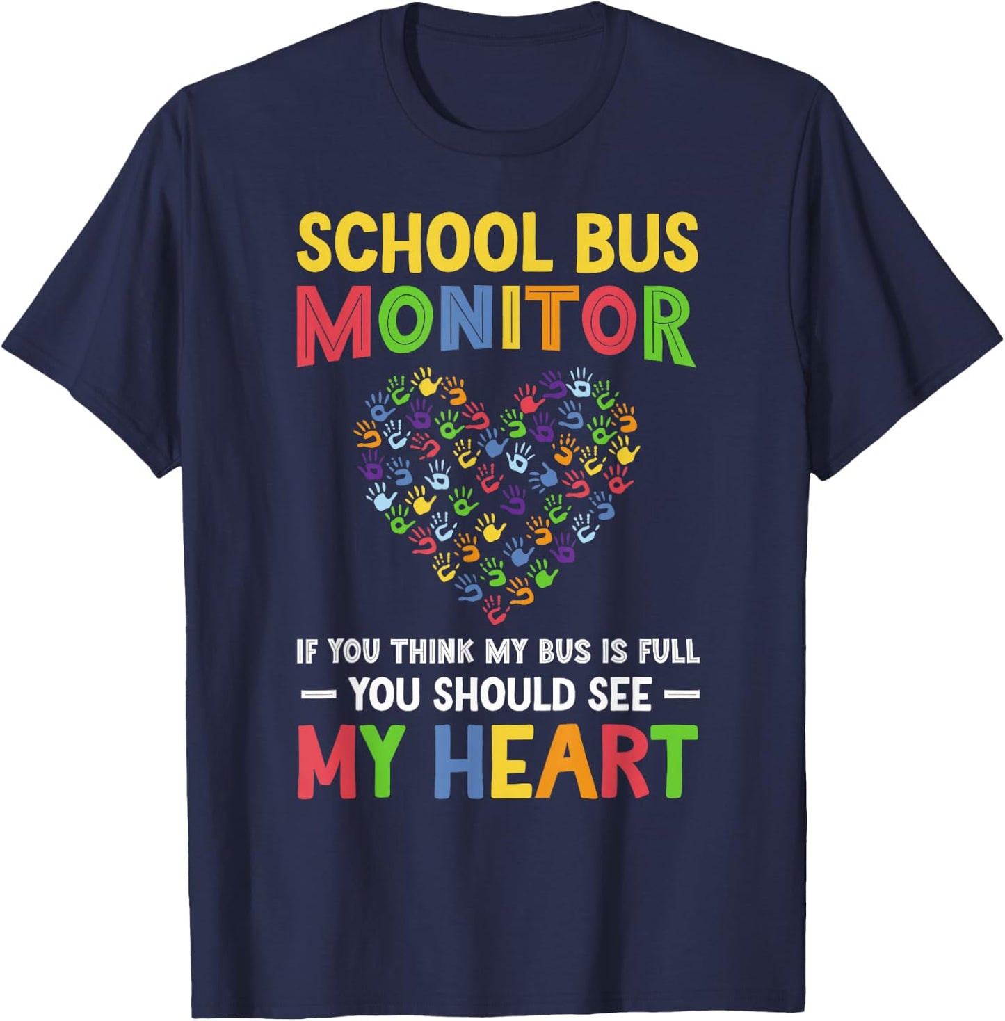 School Bus Monitor Heart Bus Monitor T-Shirt - T-Shirt | Navy