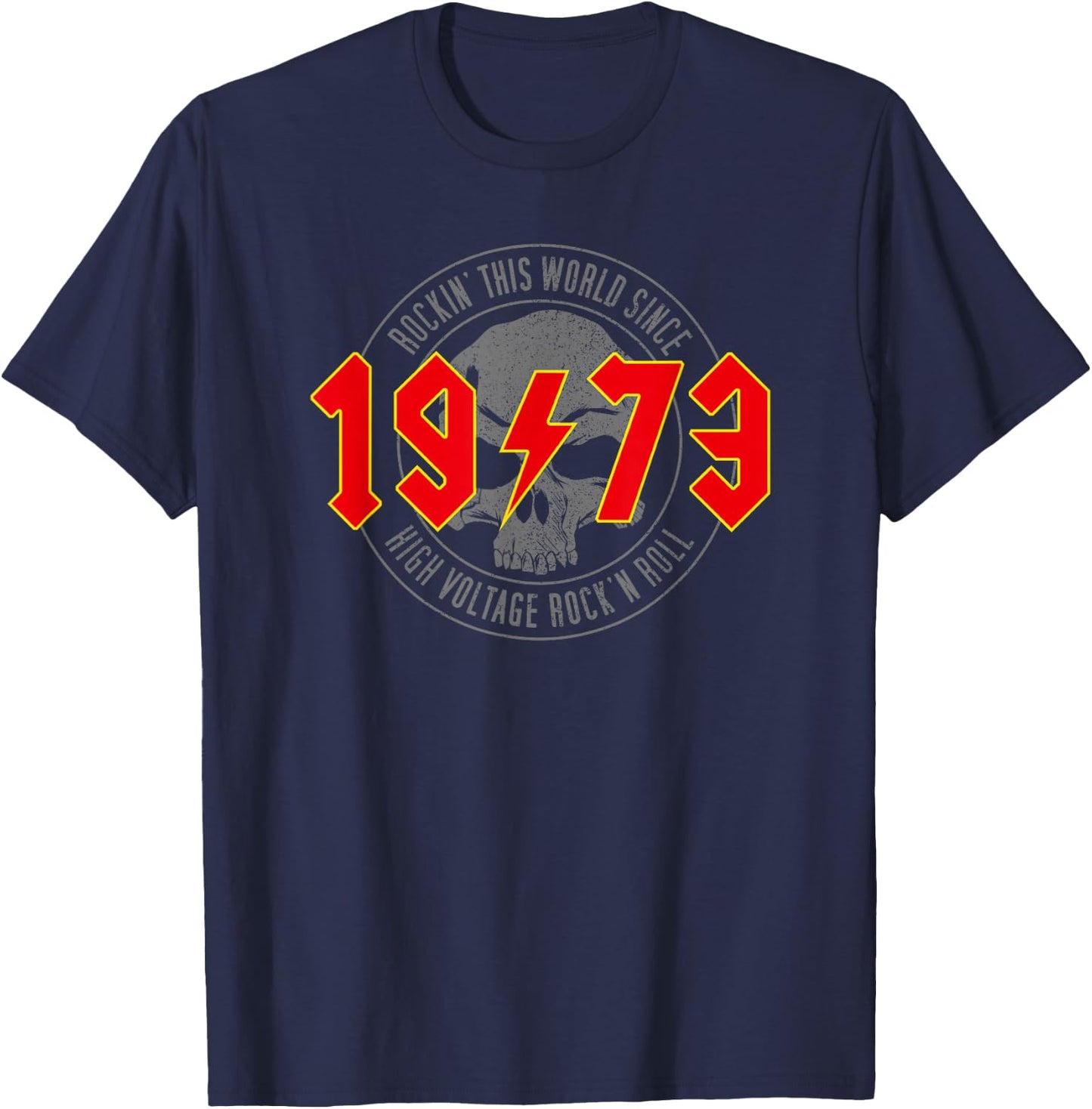 1973 Vintage Birthday Rock and Roll Heavy Metal , black T-Shirt - T-Shirt | Navy