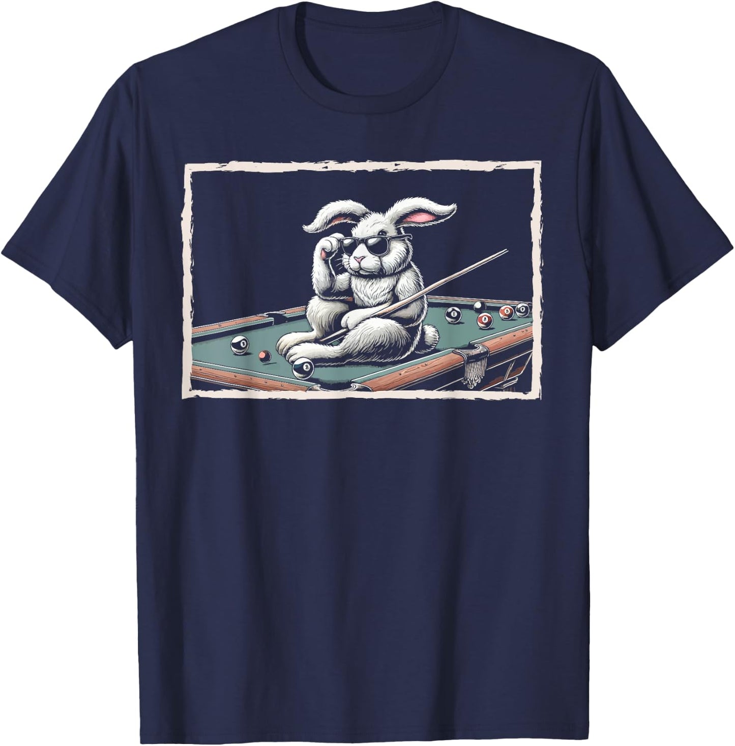 Bunny Billiard Cue Pool Snooker T-Shirt - T-Shirt | Navy