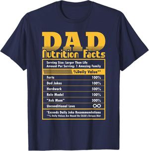 Dad Nutrition Facts Fathers Day Funny T-Shirt - T-Shirt | Navy