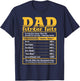 Dad Nutrition Facts Fathers Day Funny T-Shirt - T-Shirt | Navy