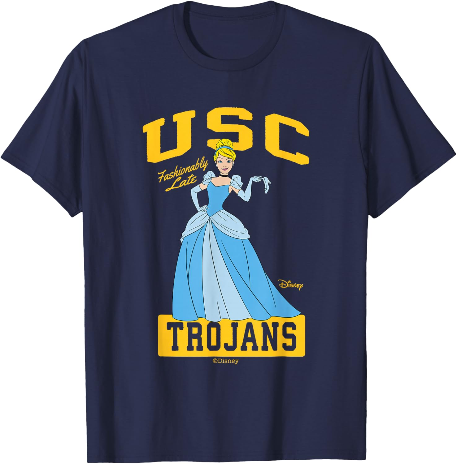 USC Trojans Cinderella Fashionably Late T-Shirt - T-Shirt | Navy