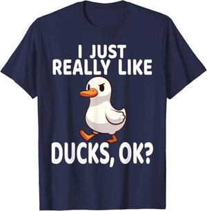 I Just Really Like Ducks Ok Shirt Cute Boys Kids Funny Ducks T-Shirt - T-Shirt | Navy