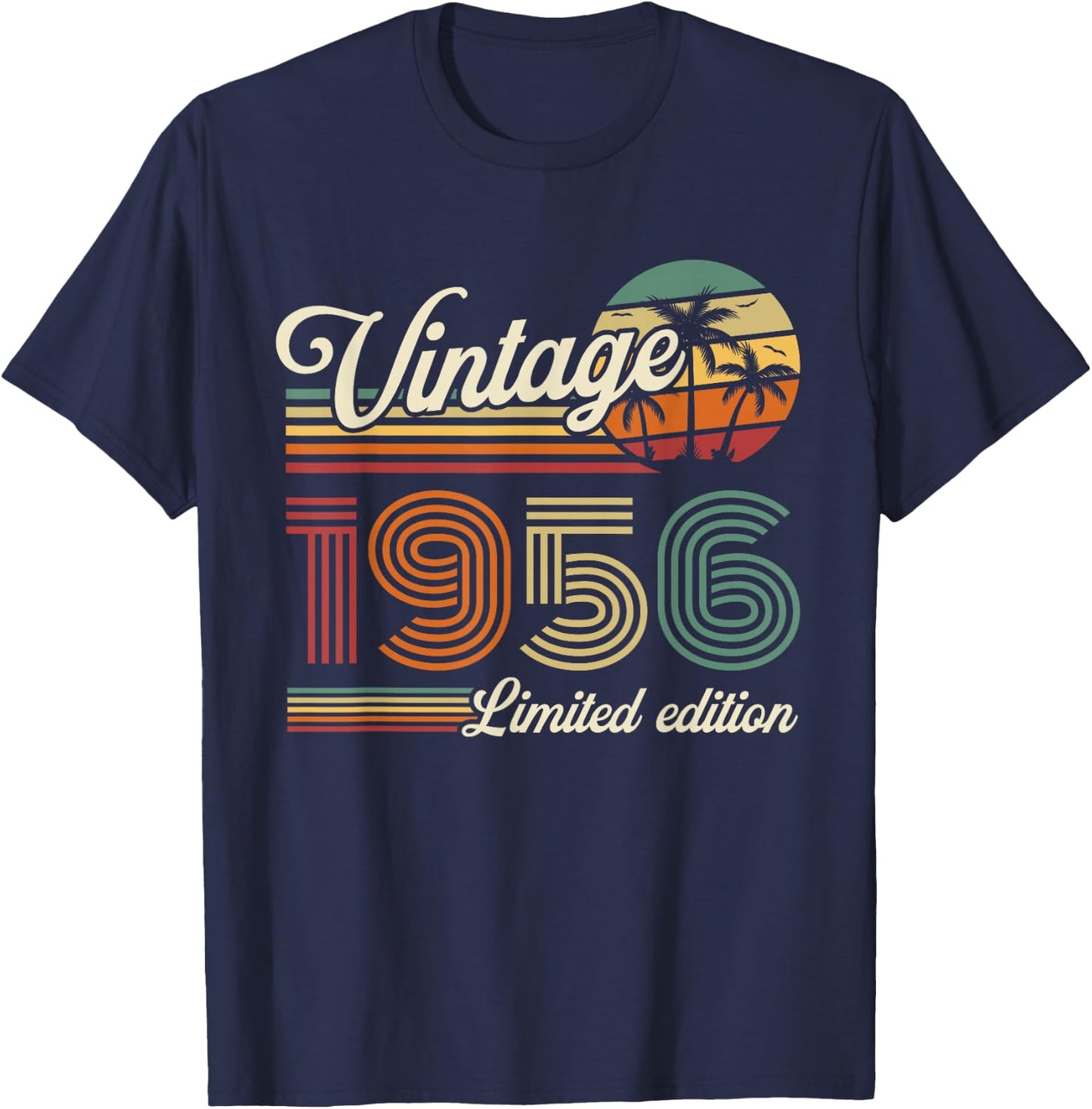 Vintage 1956 Birthday Gift 70 Years Men and Women T-Shirt - T-Shirt | Navy