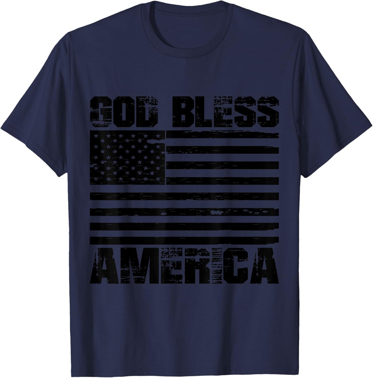 God Bless America Distressed USA flag T-Shirt - T-Shirt | Navy