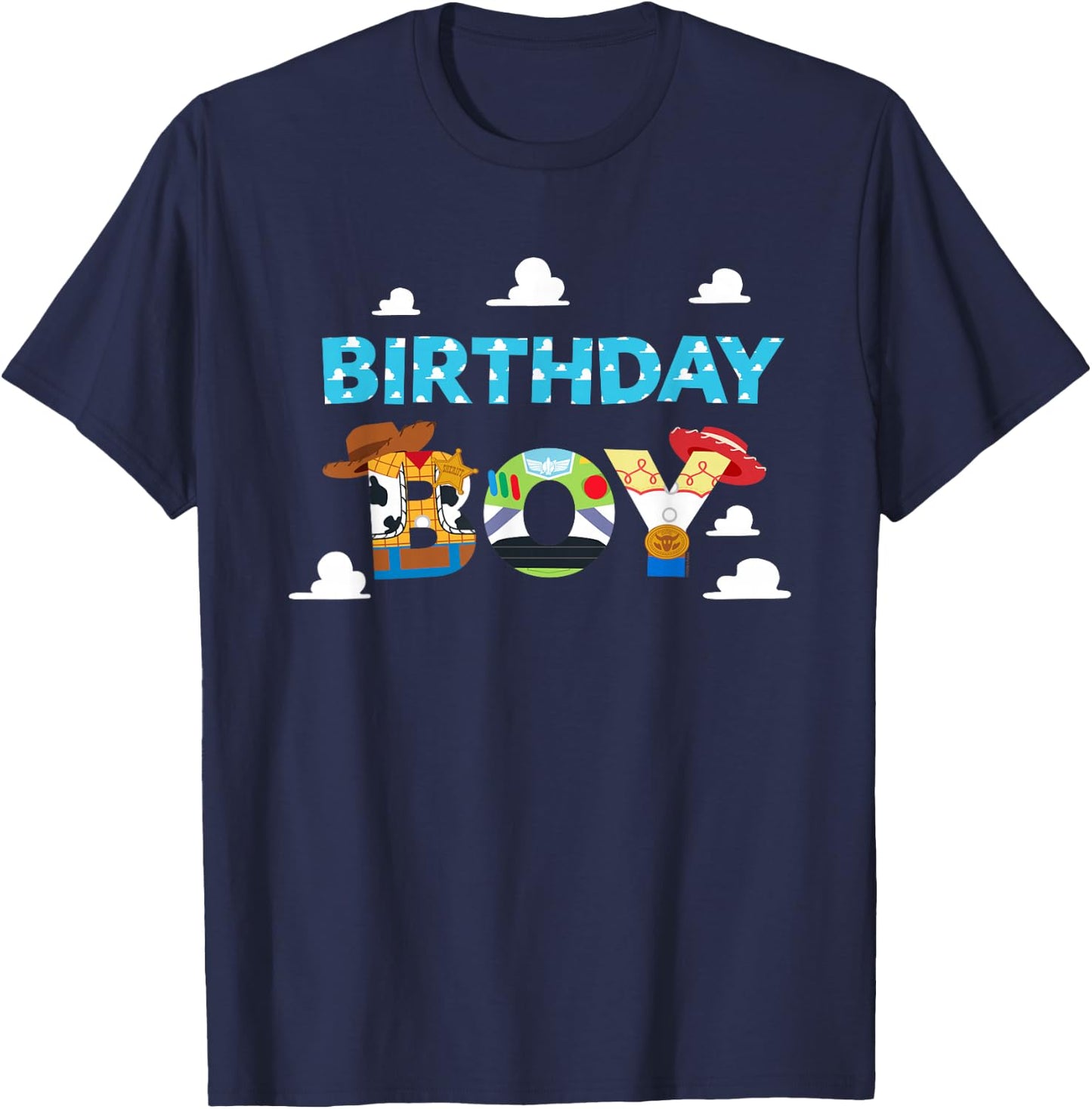 Disney and Pixar's Toy Story Clouds Birthday Boy , Black, S T-Shirt - T-Shirt | Navy