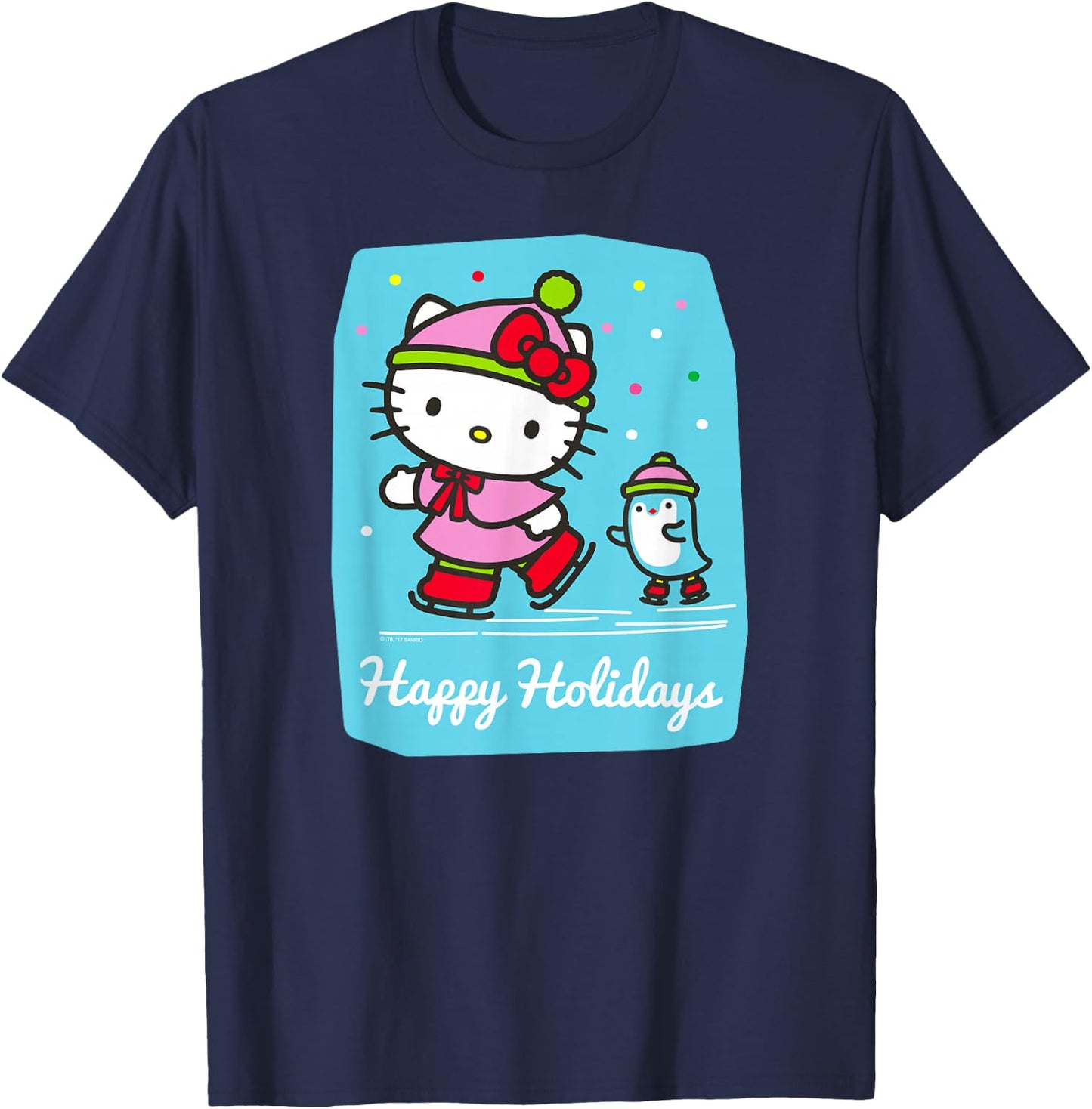 Hello Kitty Happy Holiday Ice Skating Shirt T-Shirt - T-Shirt | Navy