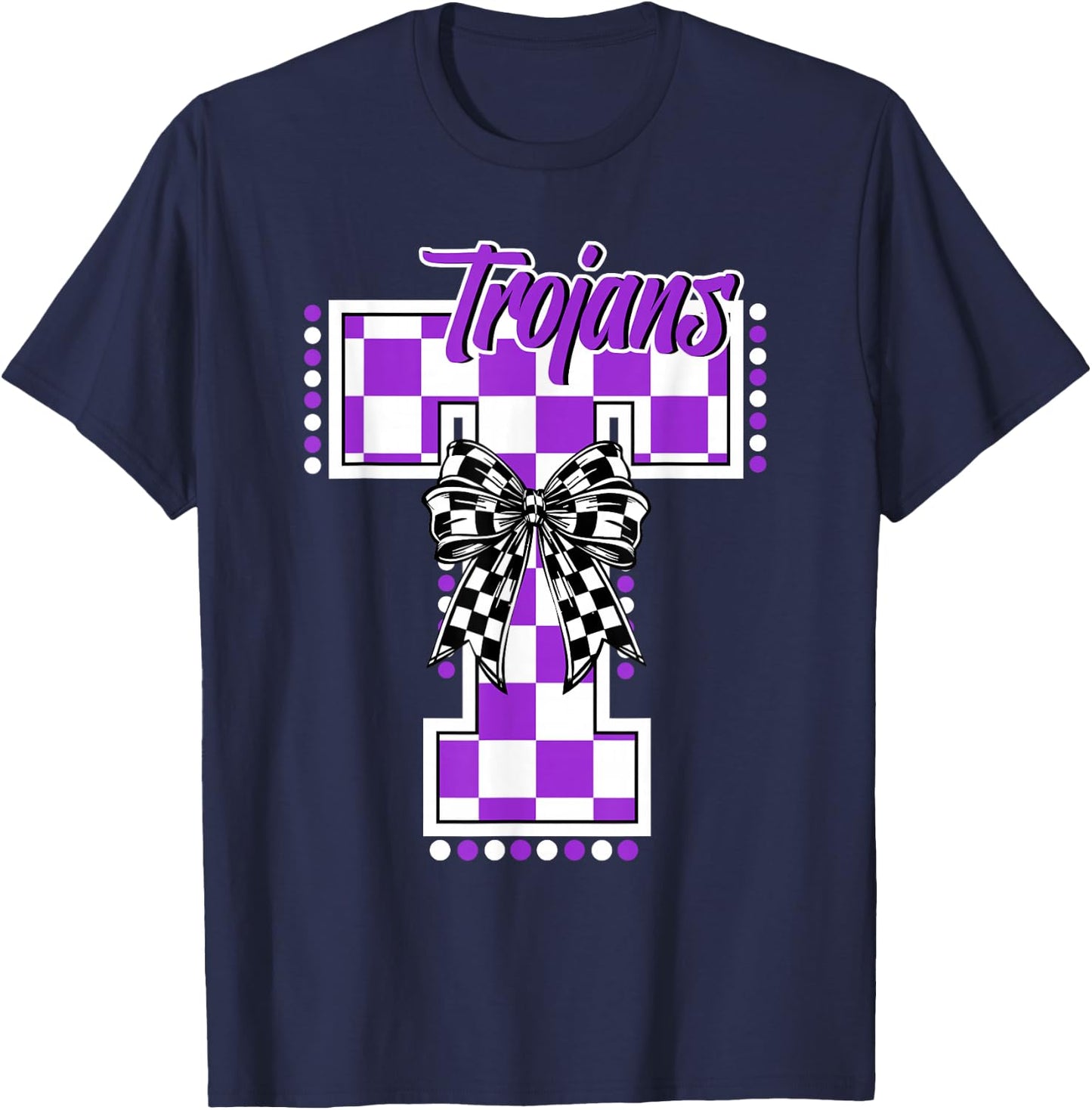 Trojans School Spirit Game Day Mascot Purple Trojan Pride T-Shirt - T-Shirt | Navy