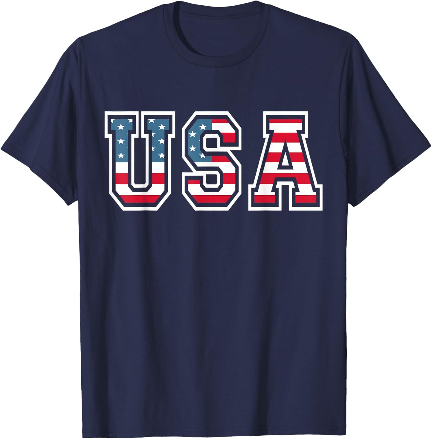 Patriotic USA Flag 4th of July Women Kids Boys Girls T-Shirt - T-Shirt | Navy