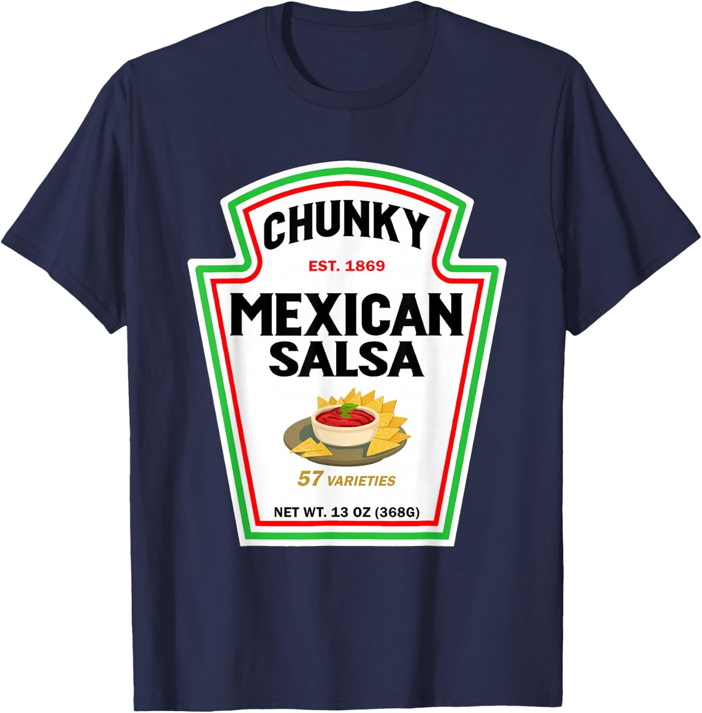 Halloween Matching Costume Chunky Mexican Salsa Bottle Label T-Shirt - T-Shirt | Navy