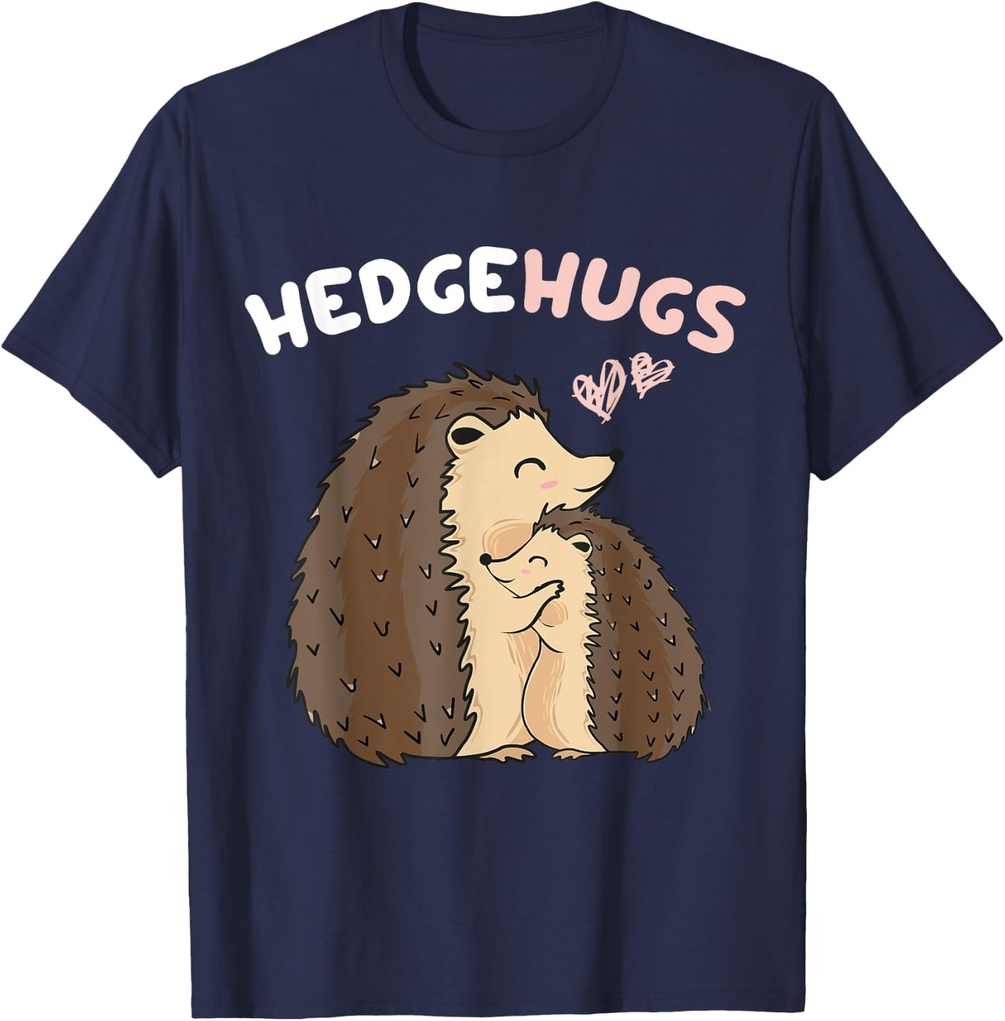 Lustige Igel Geschenk -Adults & Kids Hedgehugs Hedgehog Cartoon Modern Animal Black Short Sleeve All Seasons T-Shirt - T-Shirt | Navy