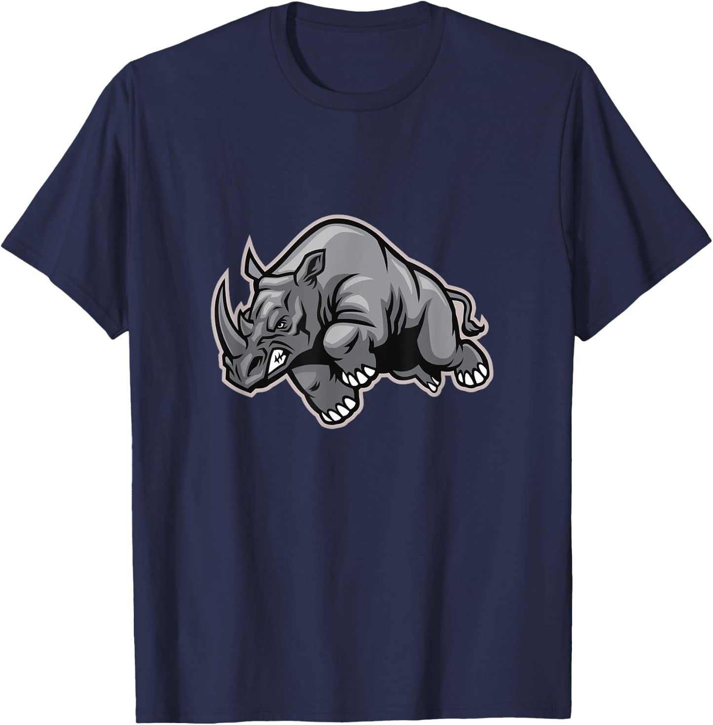 Charging Rhino Chubby Rhinoceros T-Shirt - T-Shirt | Navy