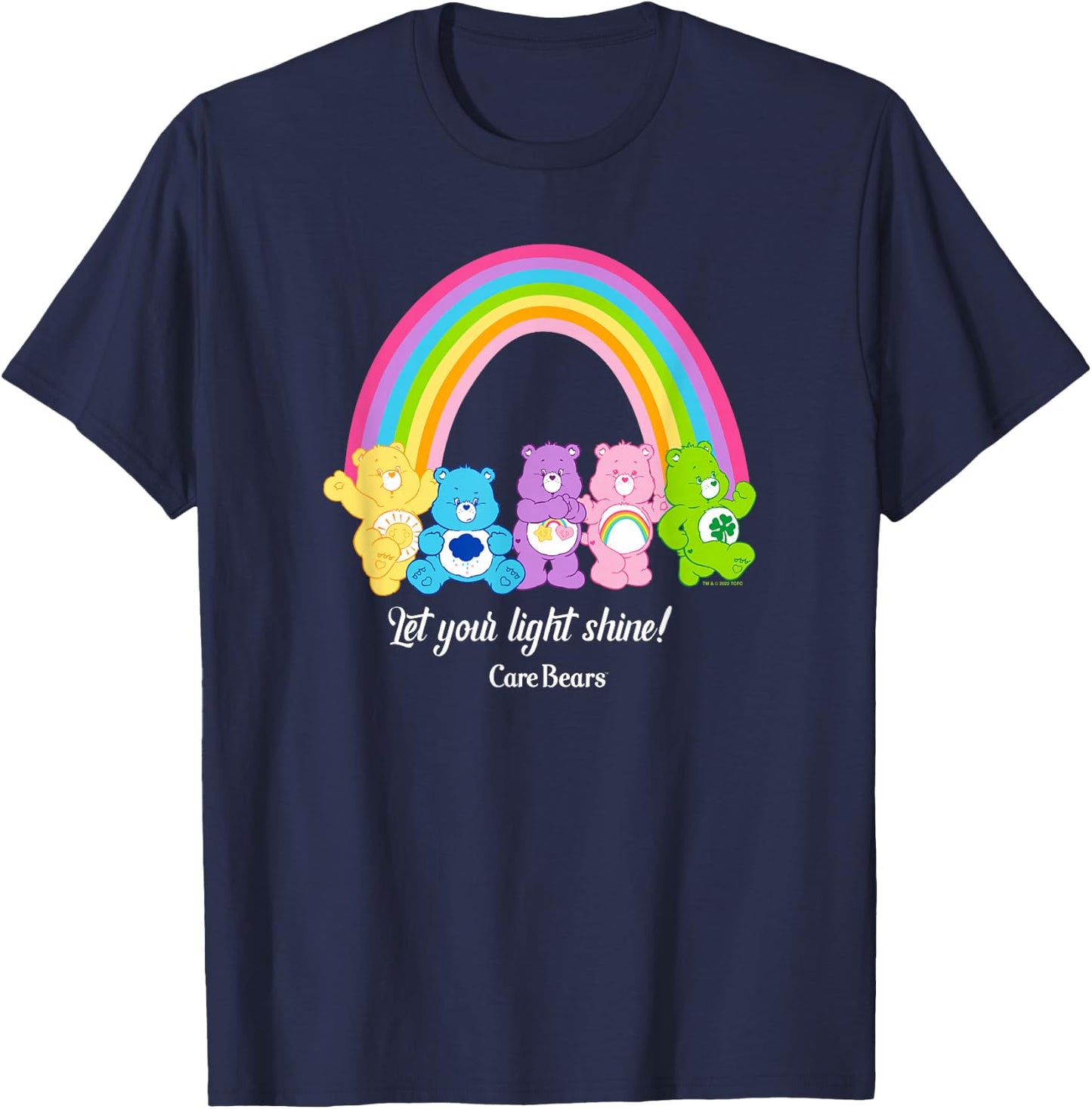 Care Bears Let Your Light Shine Vintage Rainbow Group Poster T-Shirt - T-Shirt | Navy