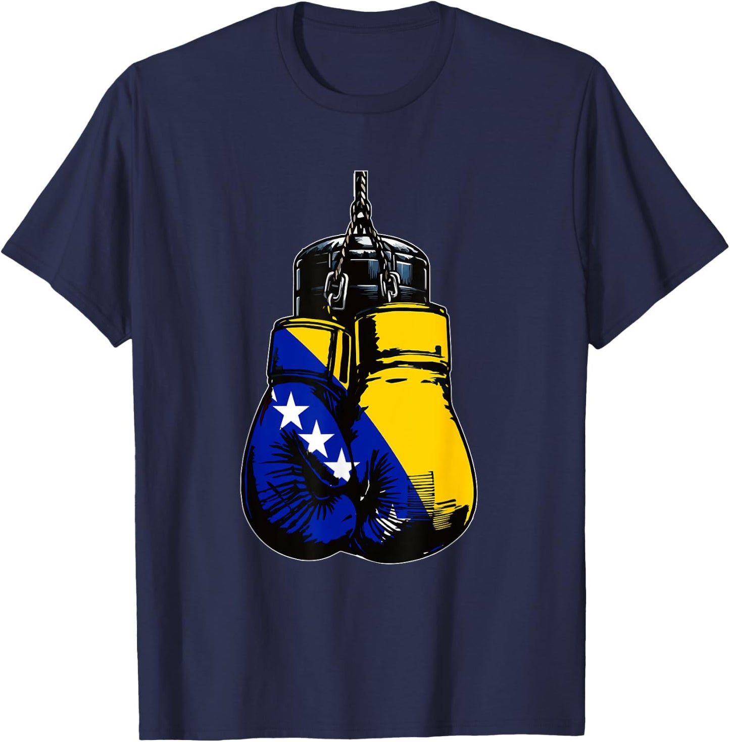 Proud Heritage Bosnia Herzegovina Boxing Gloves , black T-Shirt - T-Shirt | Navy