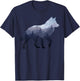 Lone Wolf Survives The Mountain Silhouette Art T-Shirt - T-Shirt | Navy