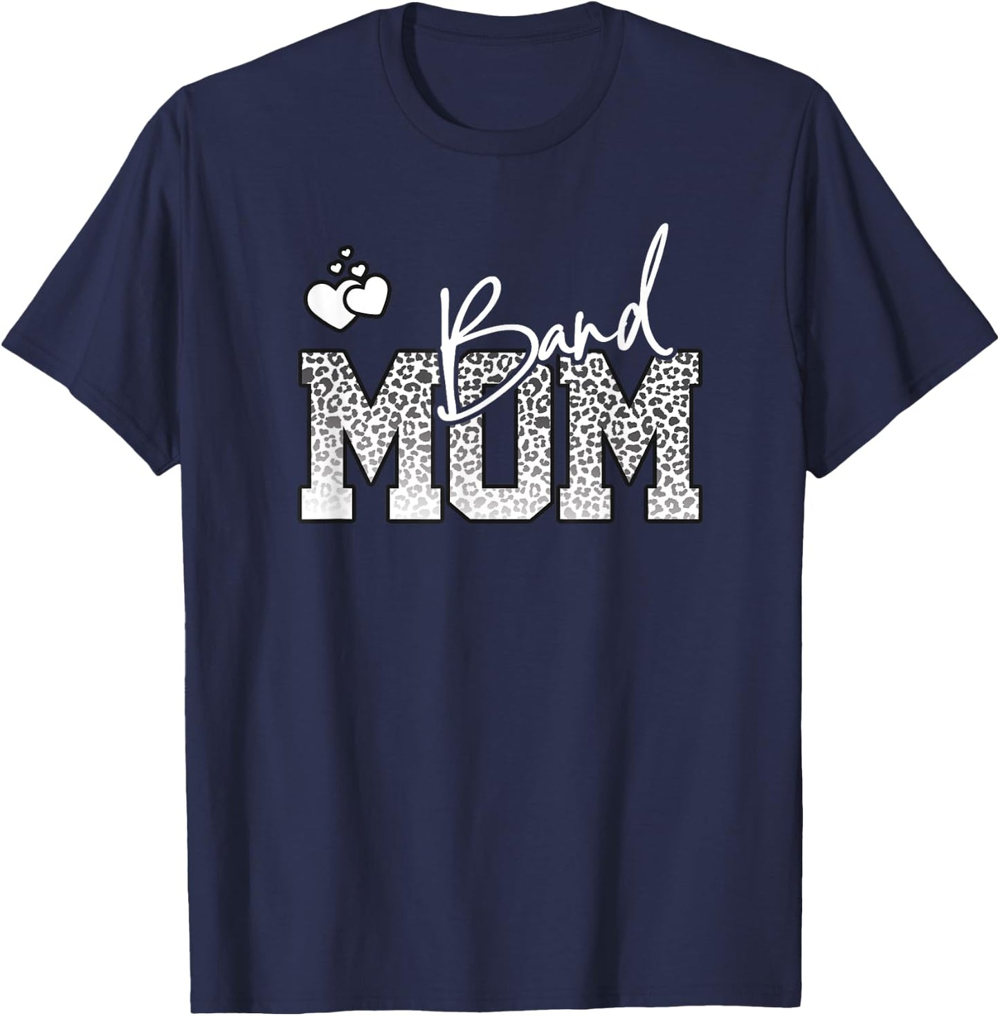 Band Mom Leopard Print for Mother with Band Kids T-Shirt - T-Shirt | Navy
