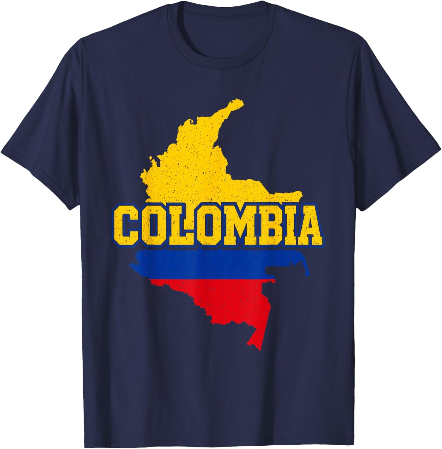 Vintage Colombia Flag Patriotic Colombian Pride Men Women T-Shirt - T-Shirt | Navy