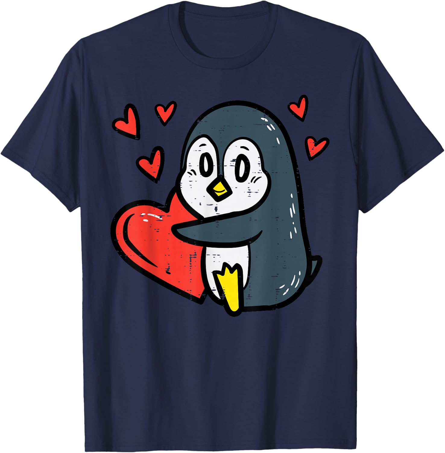 Valentines Day Penguin Heart Boys Girls Kids Toddlers Baby T-Shirt - T-Shirt | Navy