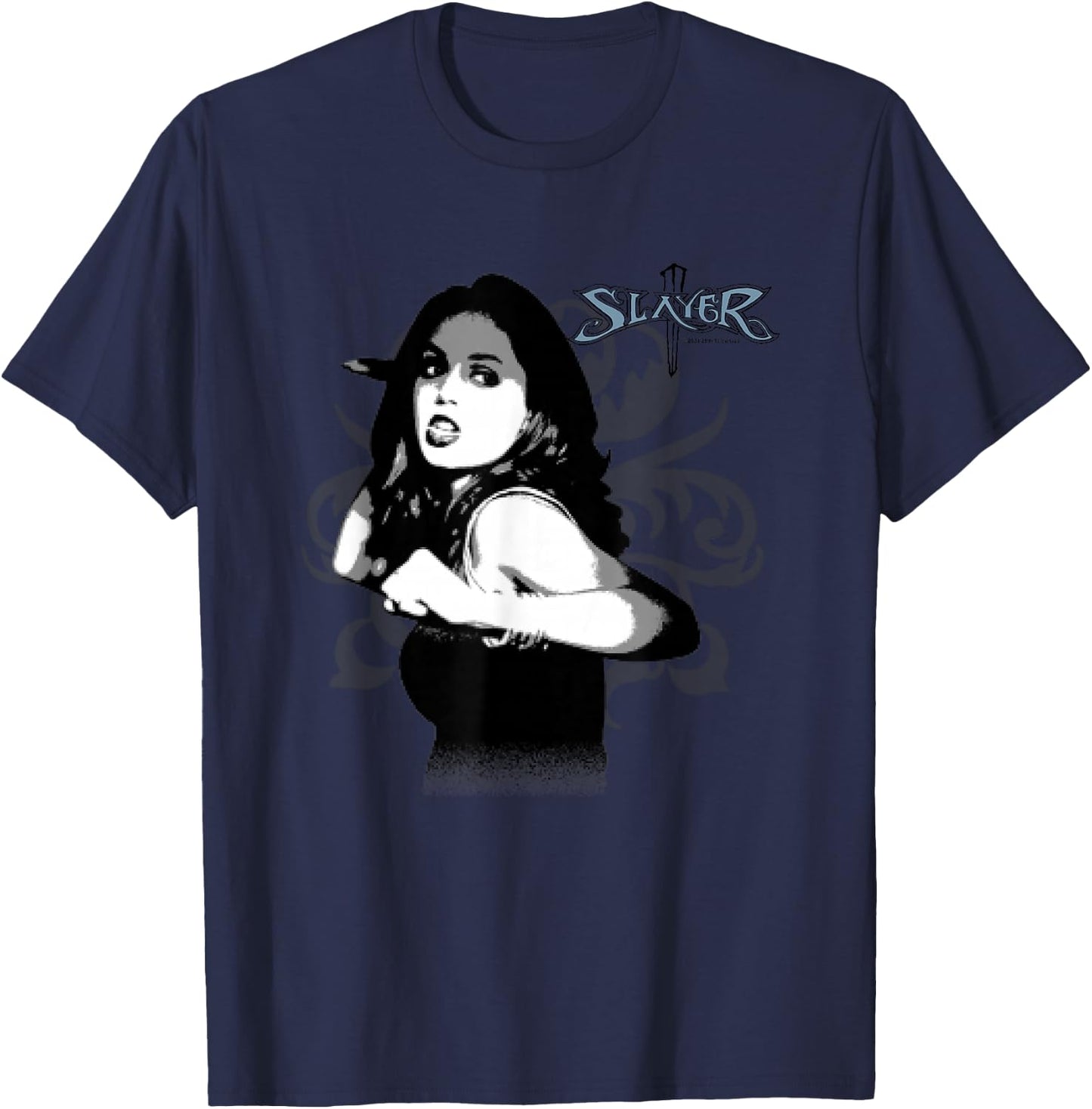 Buffy The Vampire Slayer Faith New Slayer Portrait , Blue, S T-Shirt - T-Shirt | Navy