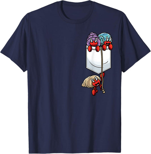 Hermit Crabs in Pocket Crabs Sea Animal T-Shirt - T-Shirt | Navy
