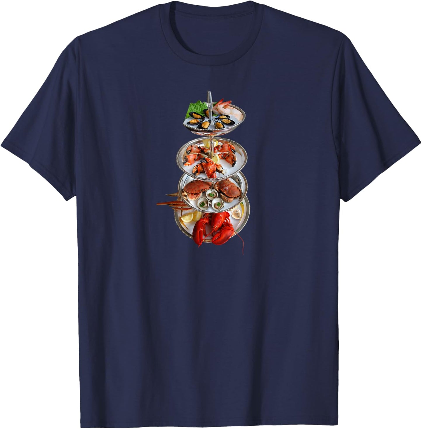 Seafood Tower, Lobster, Crab, Seaside T-Shirt - T-Shirt | Navy