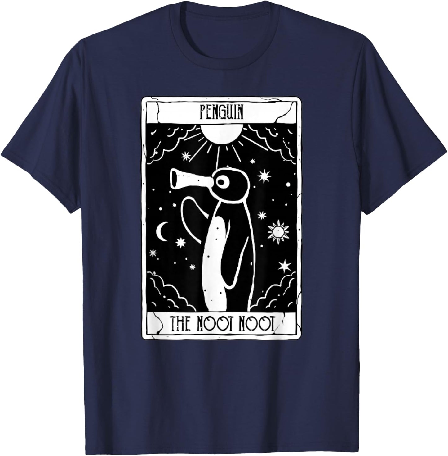 Noot Funny Penguin Tarot Vintage Distressed , black T-Shirt - T-Shirt | Navy