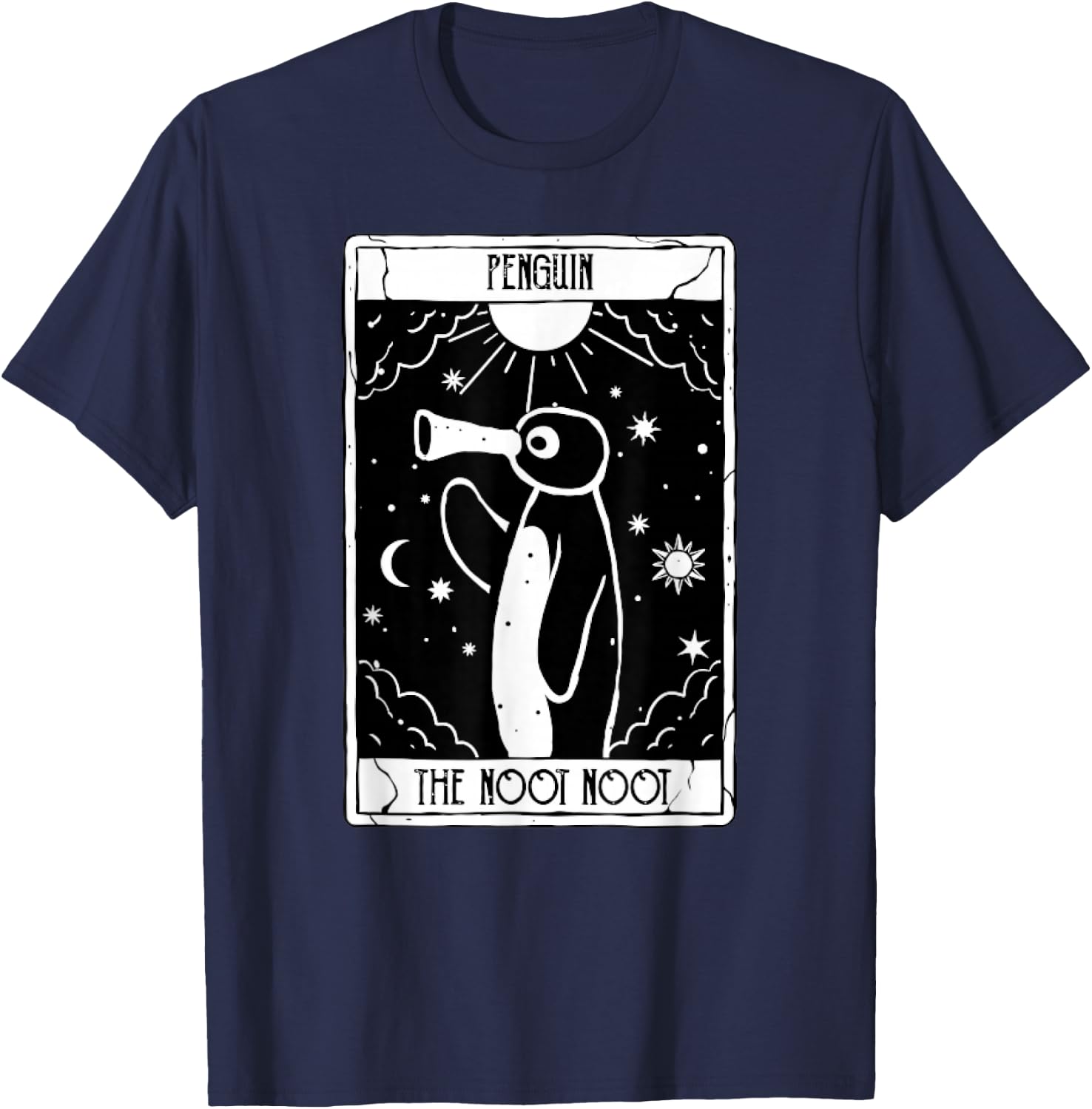 Noot Funny Penguin Tarot Vintage Distressed , black T-Shirt - T-Shirt | Navy