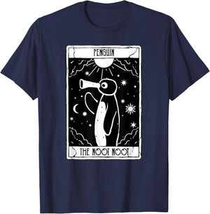 Noot Funny Penguin Tarot Vintage Distressed , black T-Shirt - T-Shirt | Navy
