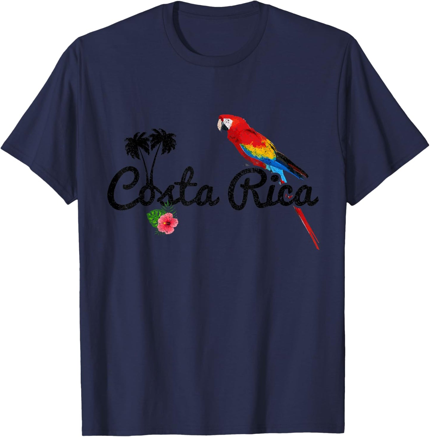 Costa Rica Parrot Macaw Vintage Pride Costa Rican Souvenir T-Shirt - T-Shirt | Navy