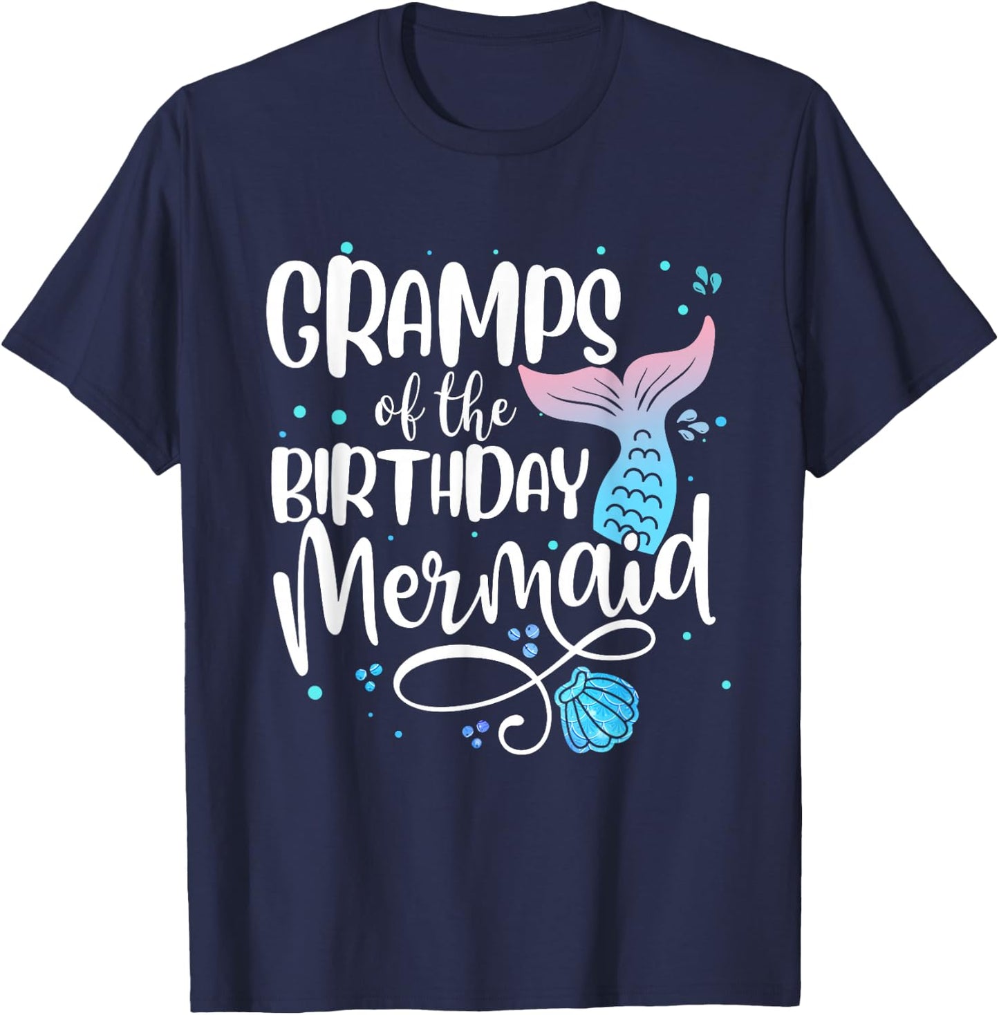 Gramps Of The Birthday Mermaid Family Matching Party Squad T-Shirt - T-Shirt | Navy