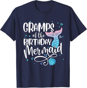 Gramps Of The Birthday Mermaid Family Matching Party Squad T-Shirt - T-Shirt | Navy