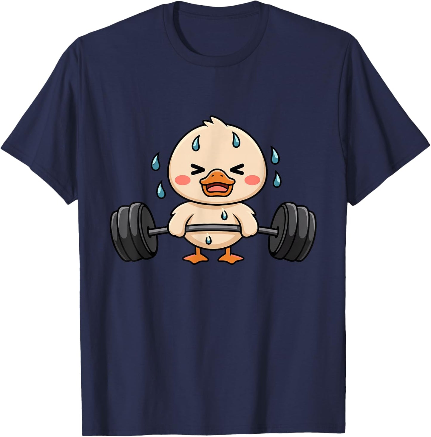Cute Workout Duck Lifting Weights T-Shirt - T-Shirt | Navy
