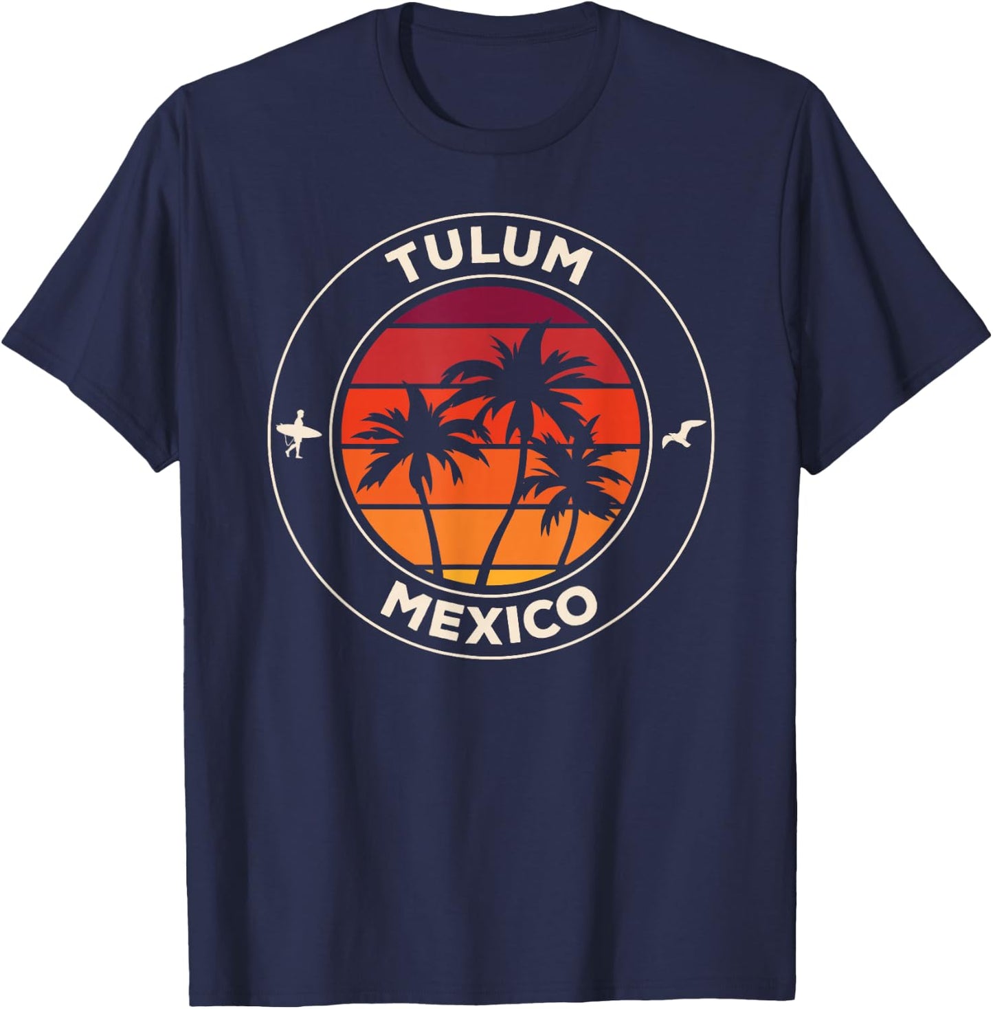 Tulum Mexico Vintage Sunset T-Shirt - T-Shirt | Navy