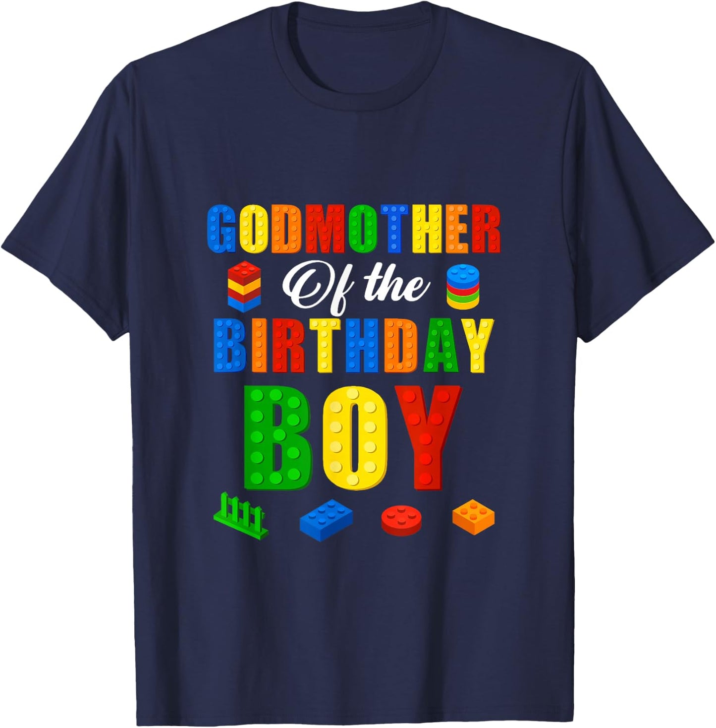 Godmother Birthday Boy Master Builder Building Bricks Blocks T-Shirt - T-Shirt | Navy