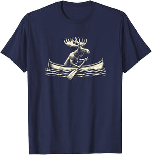 Elch im Kanu T-Shirt - T-Shirt | Navy