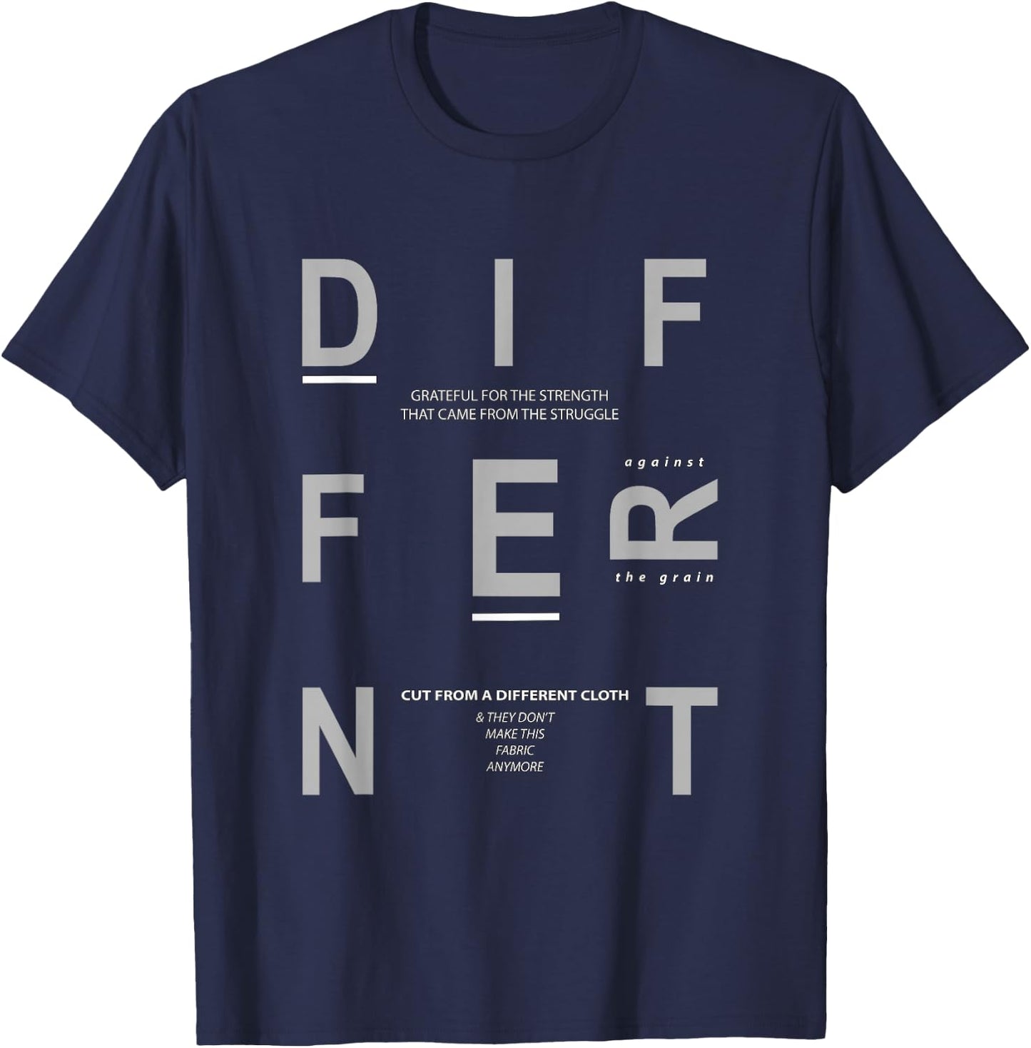 Grey Different Monochrome Color Graphic T-Shirt - T-Shirt | Navy