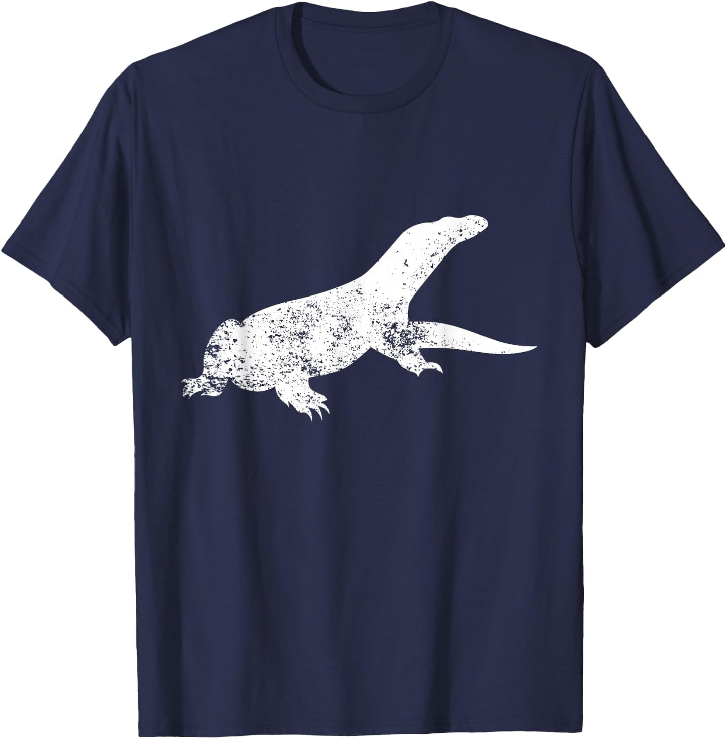 Distressed Monitor Lizard Print - Vintage Monitor Lizard T-Shirt - T-Shirt | Navy
