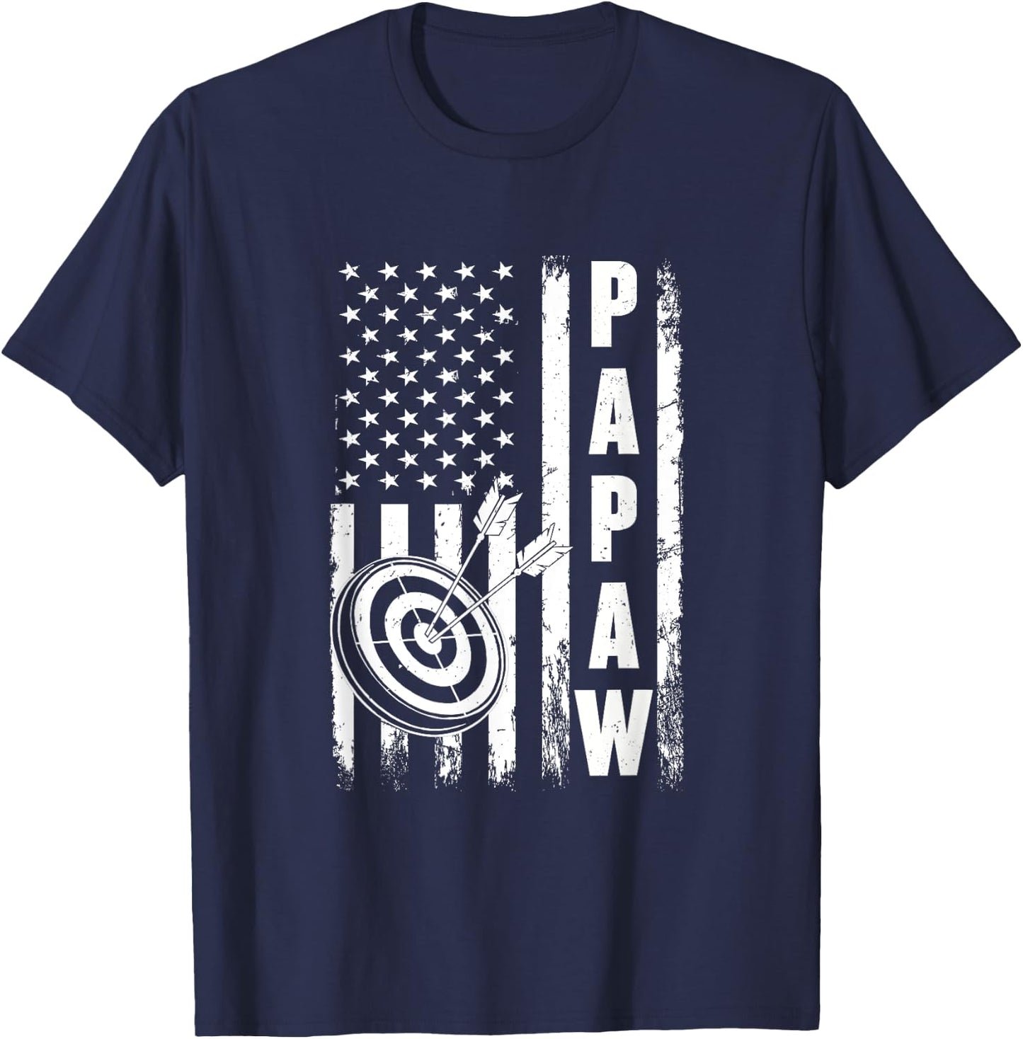 Archery Papaw American Flag Vintage Christmas Xmas T-Shirt - T-Shirt | Navy