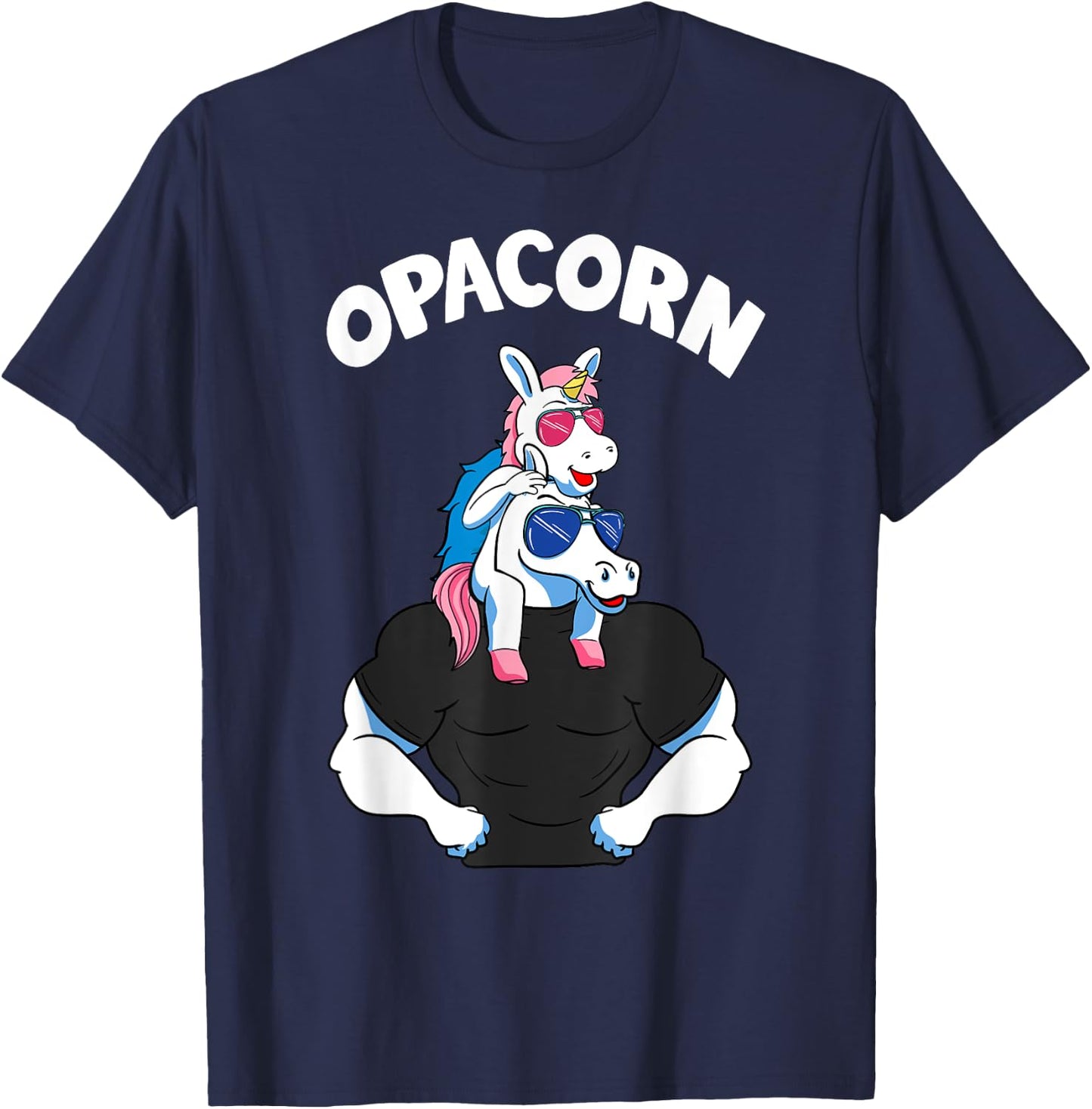 Opacorn 1 Kid Opa Pink Unicorn Grandfather Granddaughter T-Shirt - T-Shirt | Navy