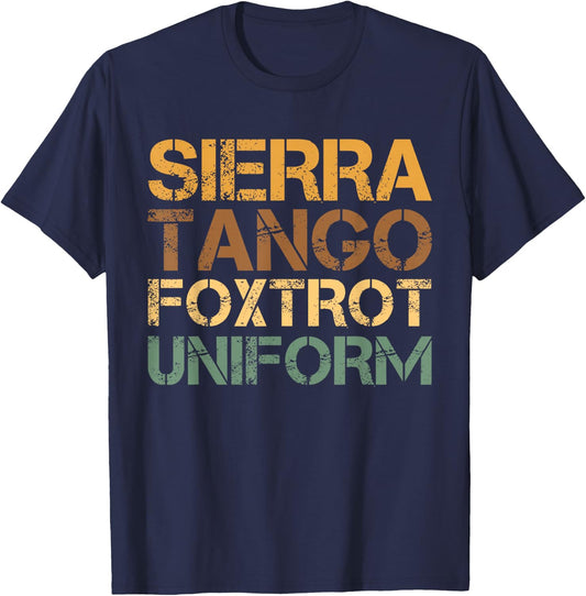 STFU Sierra Tango Foxtrot Uniform Military Phonetic Humor T-Shirt - T-Shirt | Navy