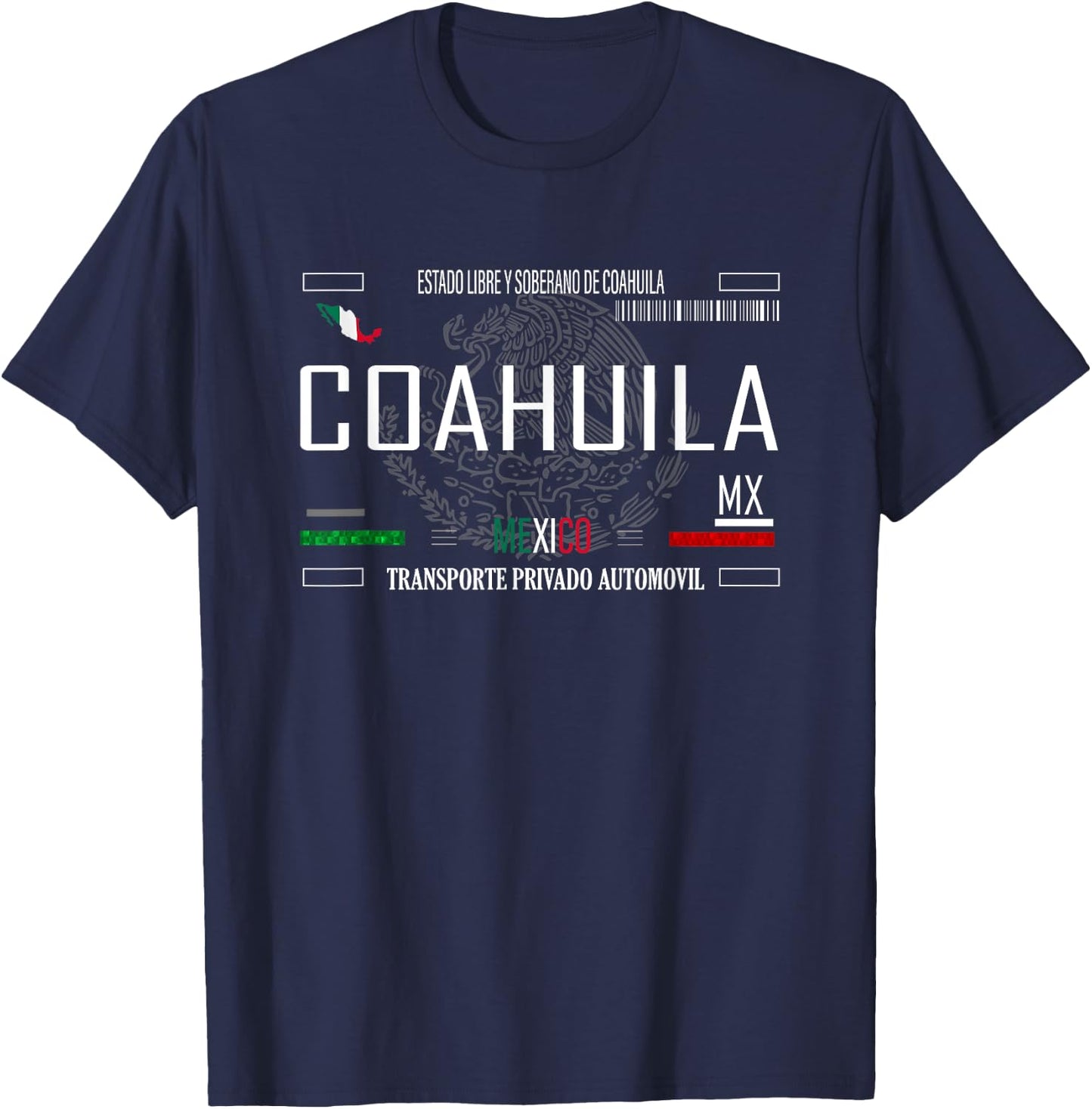 COAHUILA Mexico License Plate Aesthetic COAHUILA T-Shirt - T-Shirt | Navy
