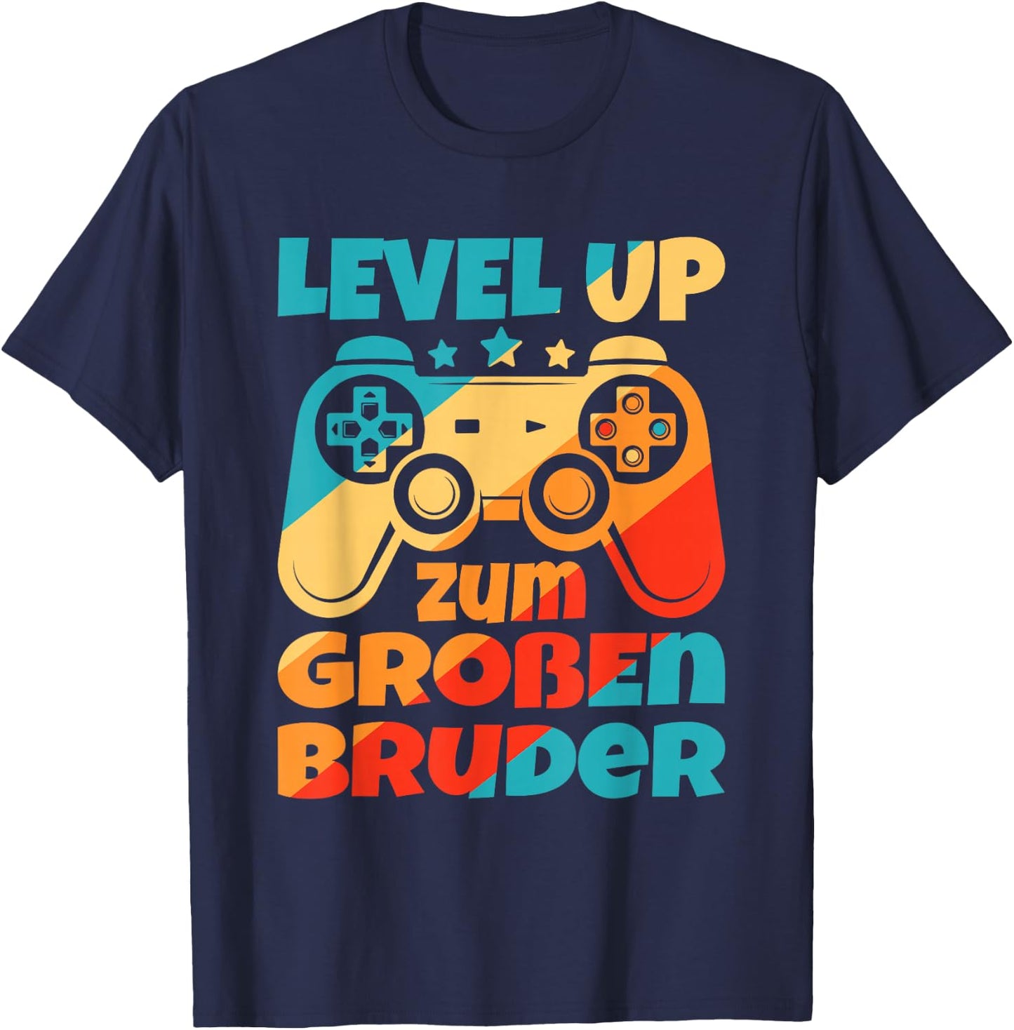 Level Up zum Großen Bruder Geburt Schwanger Lustiges Gamer T-Shirt - T-Shirt | Navy