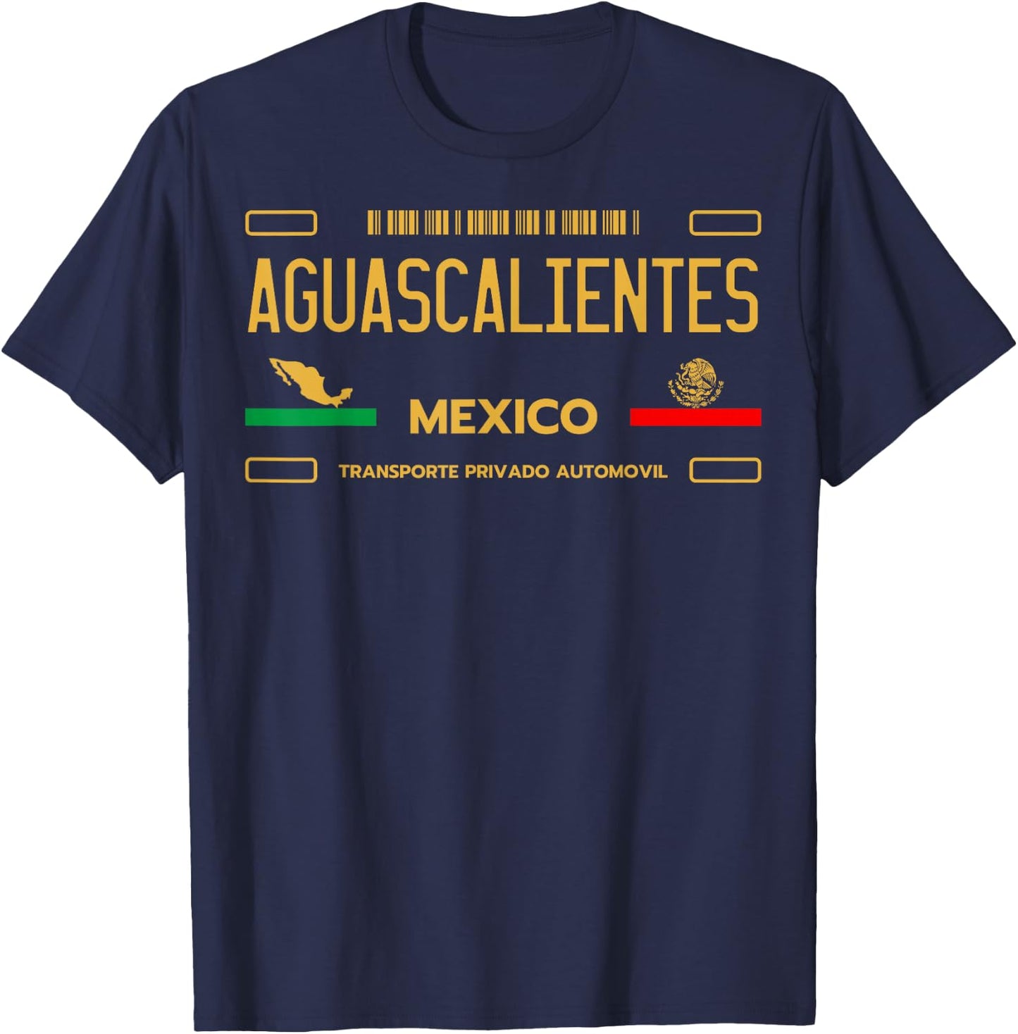 Aguascalientes License Plate Aesthetic, Aguascalientes T-Shirt - T-Shirt | Navy